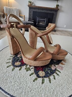 Michael Kors Brown Cork Platform Sandals